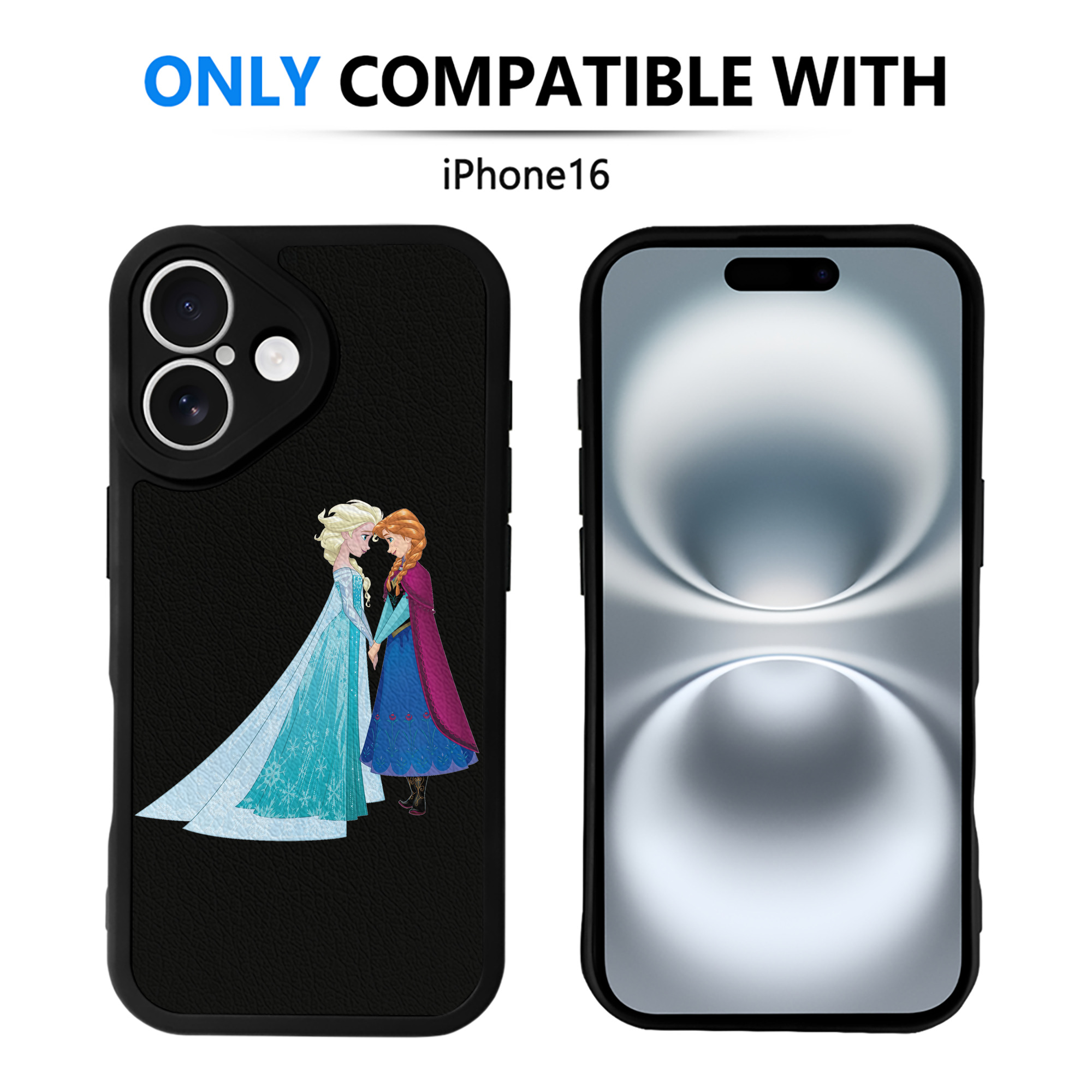 （画像用） アナと雪の女王 アンナ エルサ Frozen Anna Elsa 【iPhone 16シリーズ対応】シリコンスマホケース（レザー調） 材質：シリコン